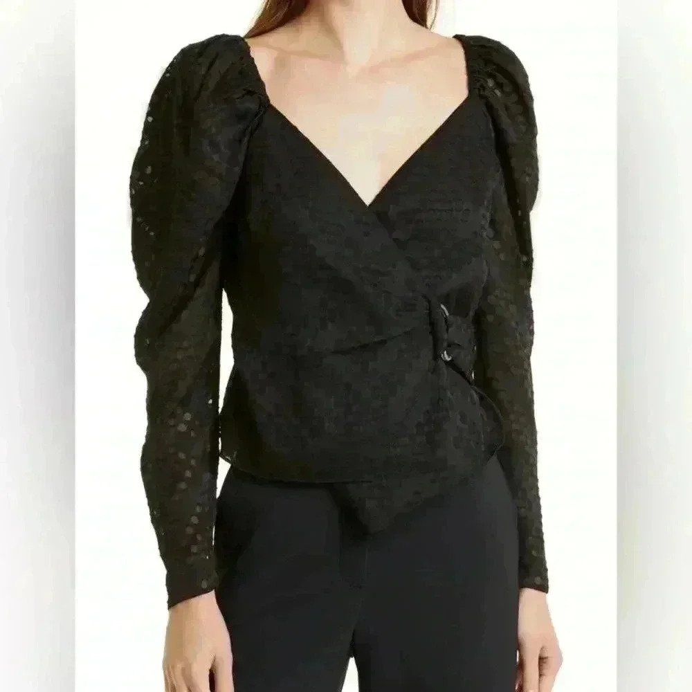 Lazare Ring Detail Wrap Top Size 1